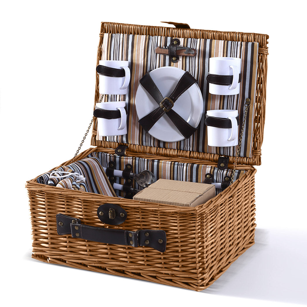 4 Person Picnic Basket Willow Baskets-1919892909491097600