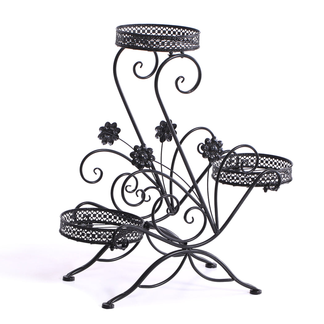 Levede Plant Stand Outdoor Indoor Metal Black-1954802339500134400