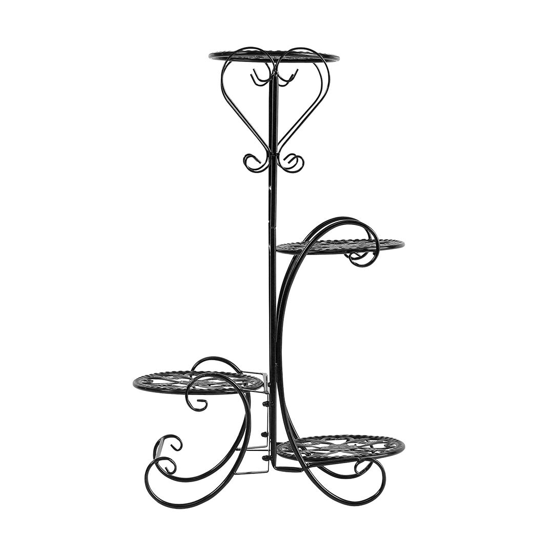 Levede Plant Stand Outdoor Indoor Metal Black-1954802339848261633