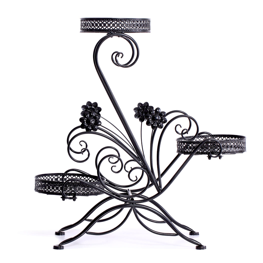 Levede Plant Stand Outdoor Indoor Metal Black-1954802339500134401