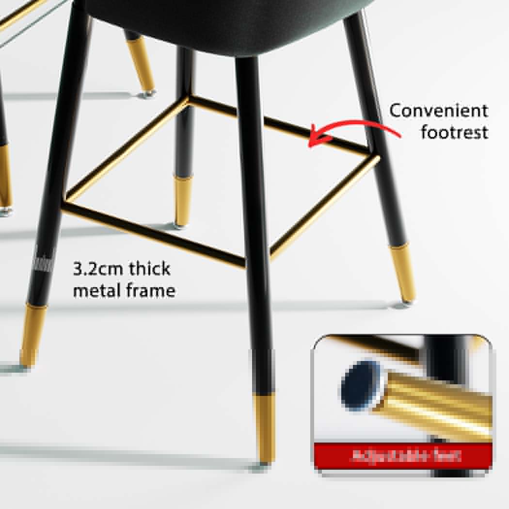 Levede Velvet Bar Stools x 2 Swivel Black-1919892919498706946