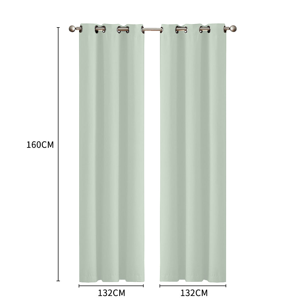 2x Blockout Curtains Panels 3 Layers Green-1910113266256973826