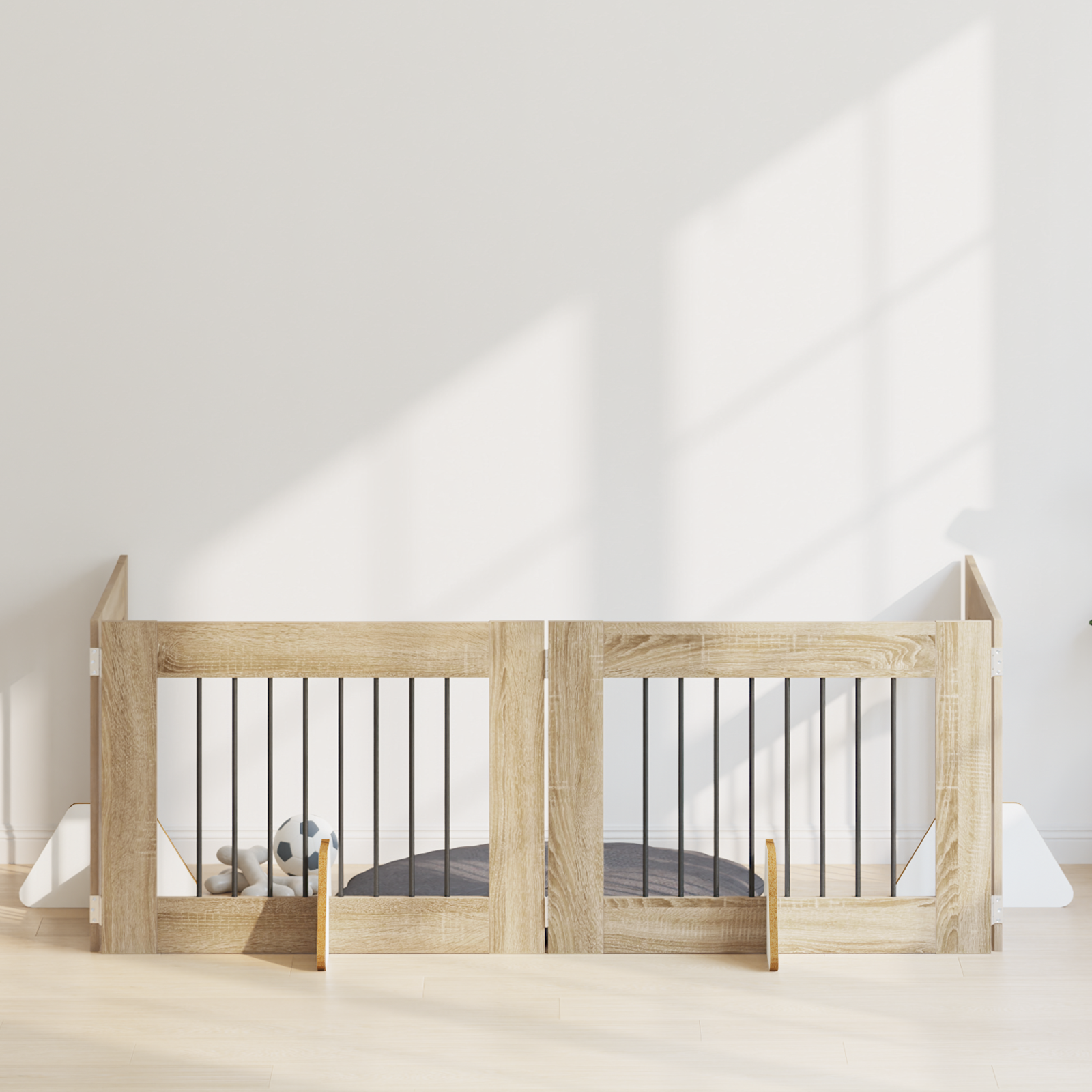 Dog Gate with Stands 4 pcs Sonoma Oak 80 x 60 cm