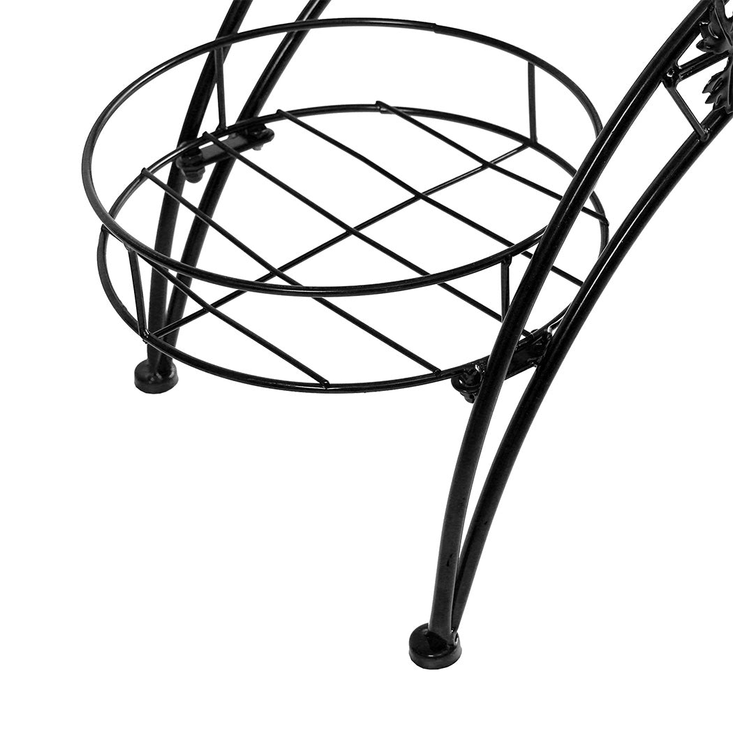 Levede Plant Stand Outdoor Indoor Metal Black-1954802339135229956