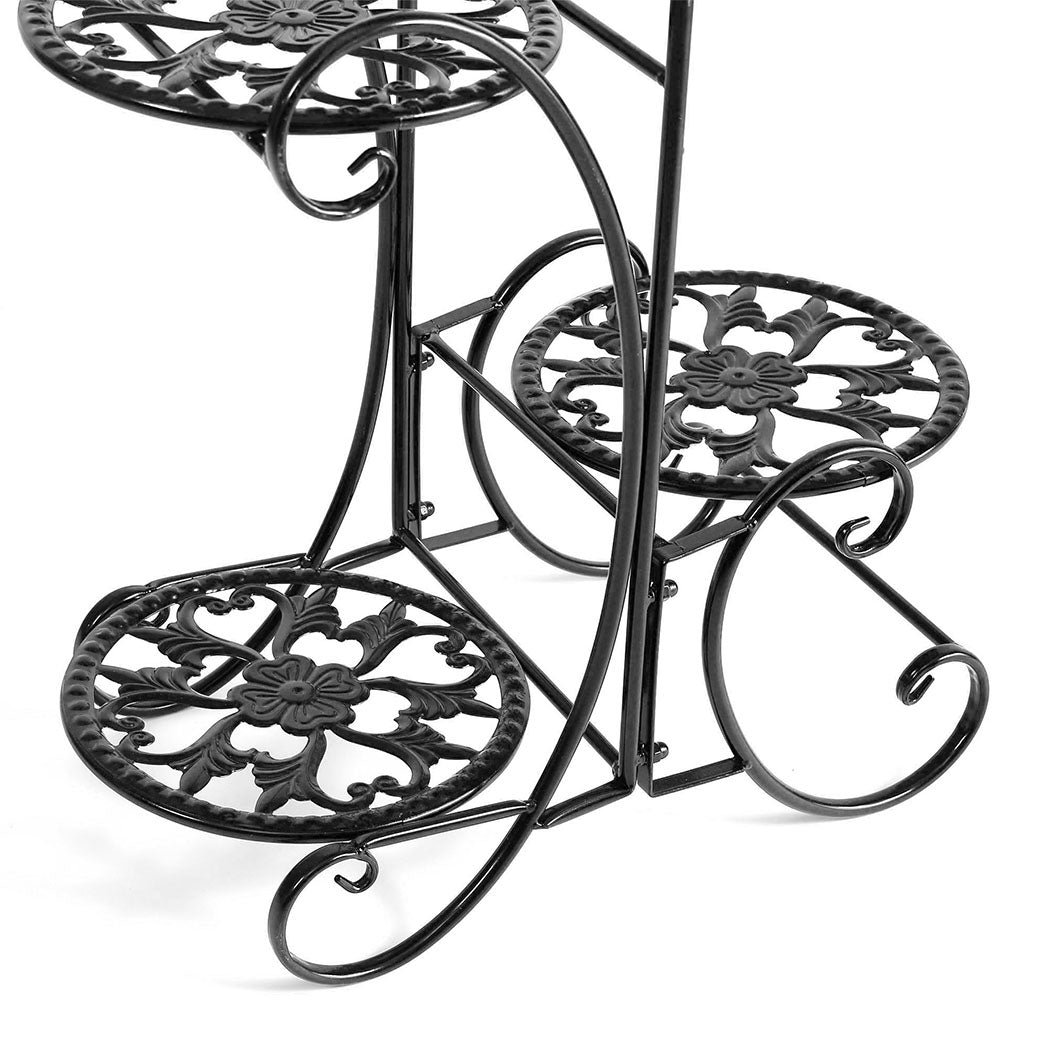 Levede Plant Stand Outdoor Indoor Metal Black-1954802339848261636