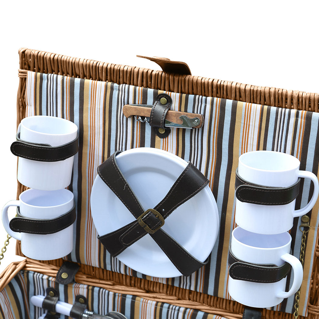 4 Person Picnic Basket Willow Baskets-1919892909491097604