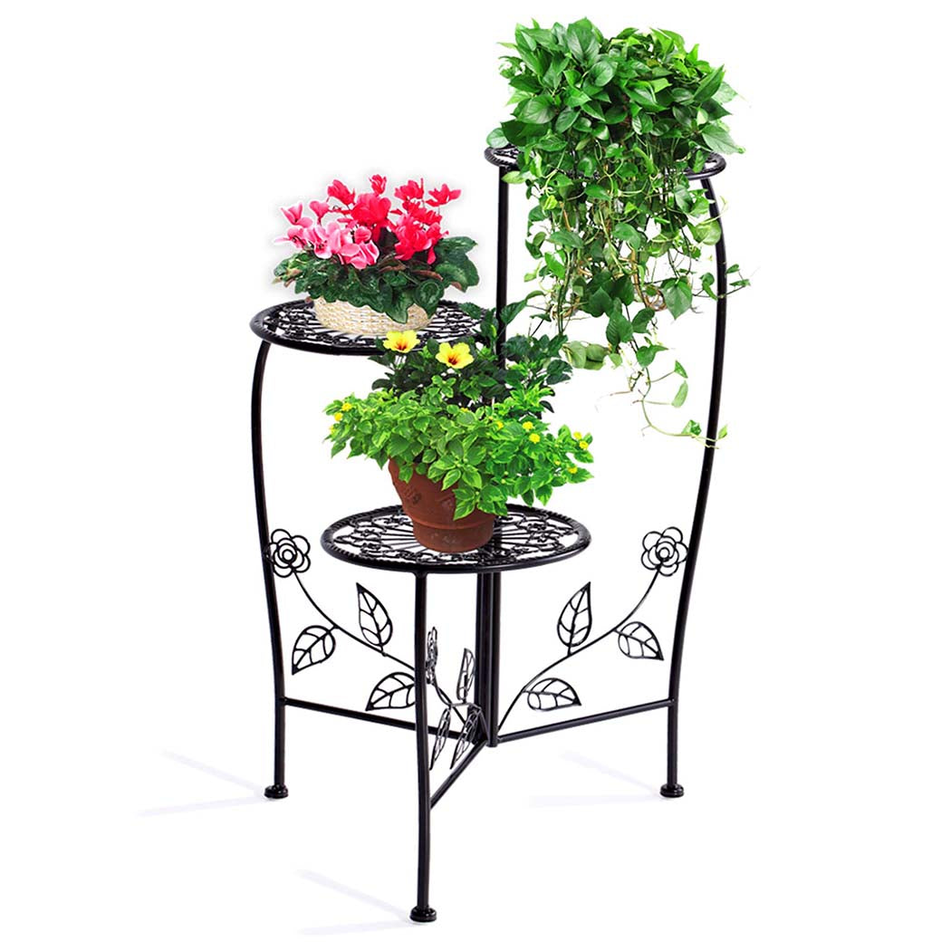 Plant Stand Outdoor Indoor Flower Pots Black-1954802661400383494