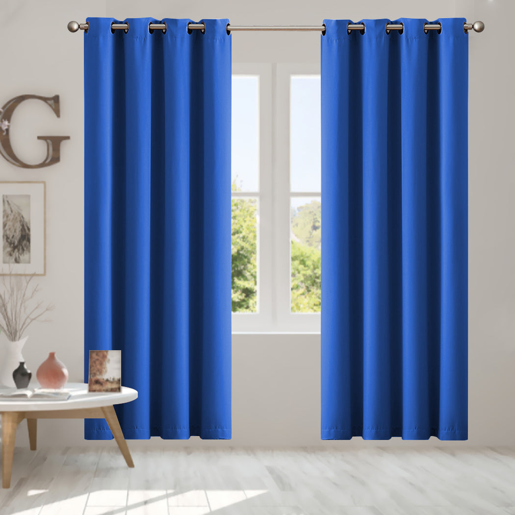 2x Blockout Curtains Panels 3 Layers Blue CD1003-140X230-BK-1919892929523093511