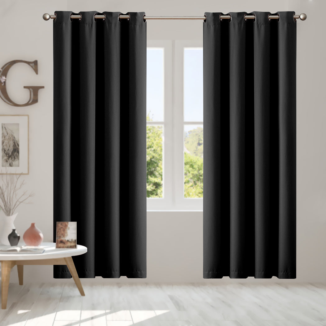 2x Blockout Curtains Panels 3 Layers Black CD1003-140X230-BK-1919892929346932743