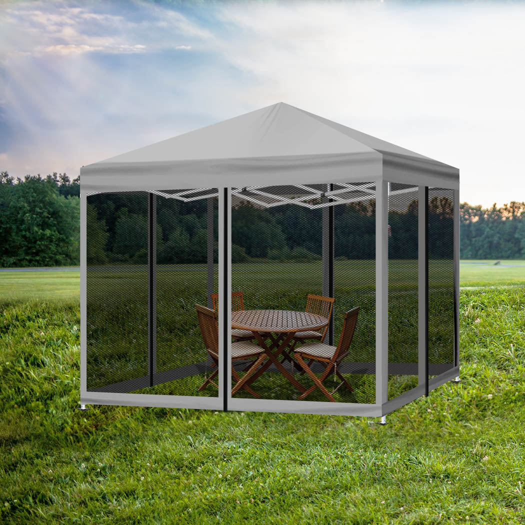 Mountview Gazebo 3x3m Pop Up Marquee Grey-1954802644799328263