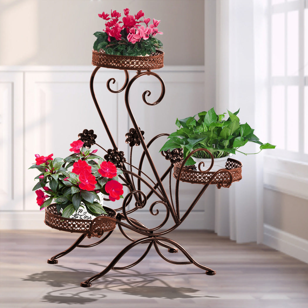 Levede Plant Stand Outdoor Indoor Metal Bronze-1910112335981318151