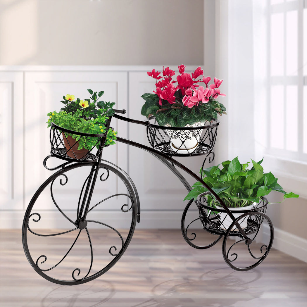 Levede Plant Stand Outdoor Indoor Metal Black-1910112336459468807