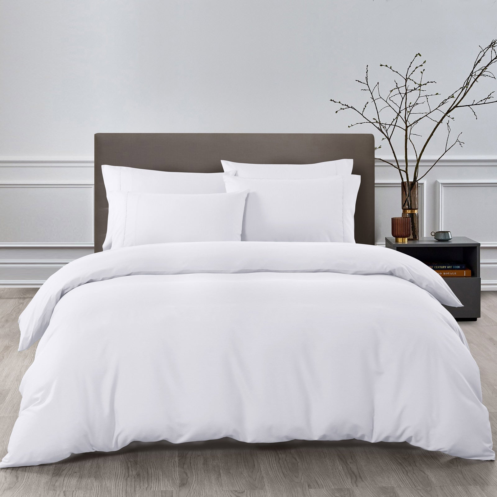 Royal Comfort Bamboo Cooling 2000TC Quilt Cover Set - King - White-1951134829093457920