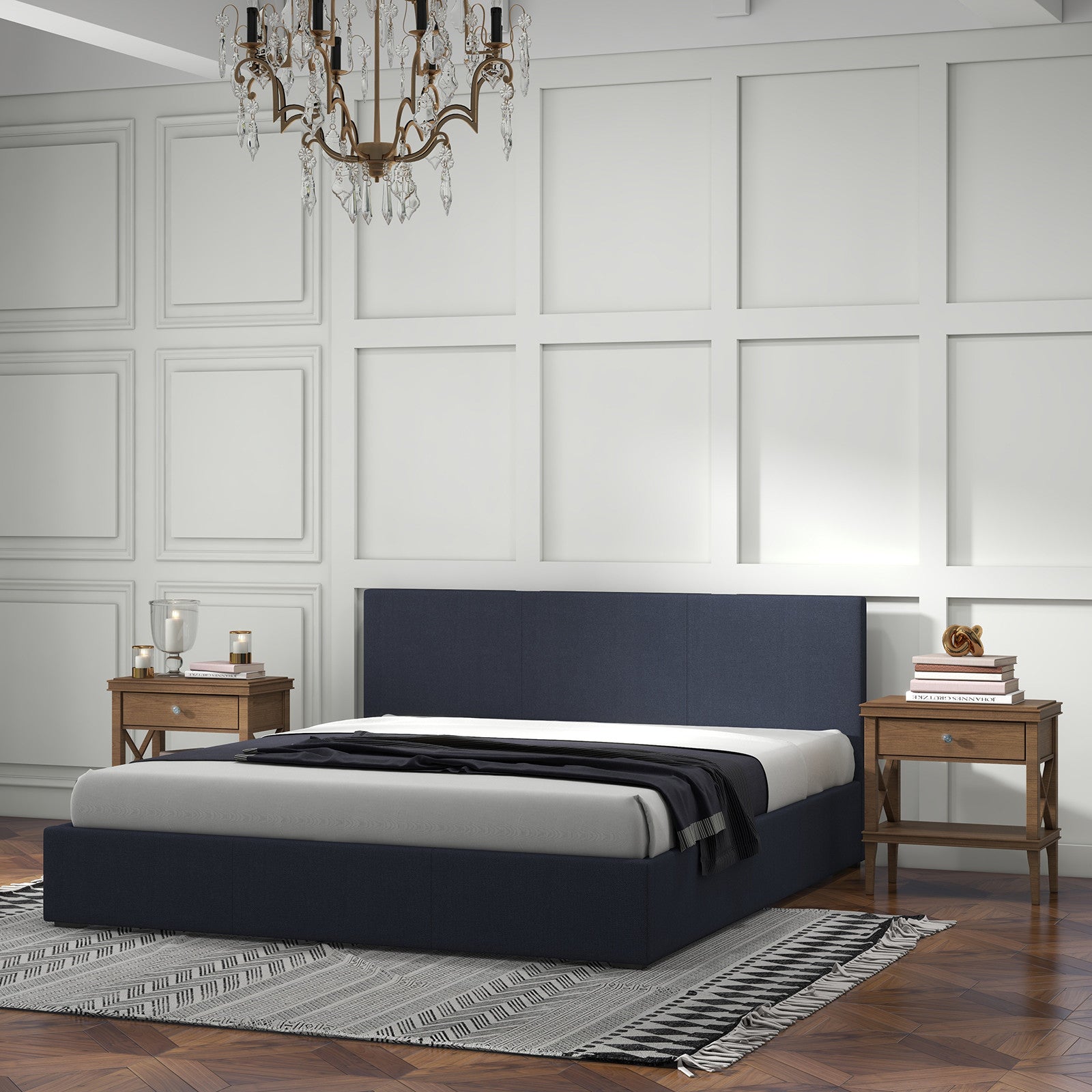 Milano Luxury Gas Lift Bed with Headboard (Model 1) - Charcoal No.35 - King-1951134894671400967