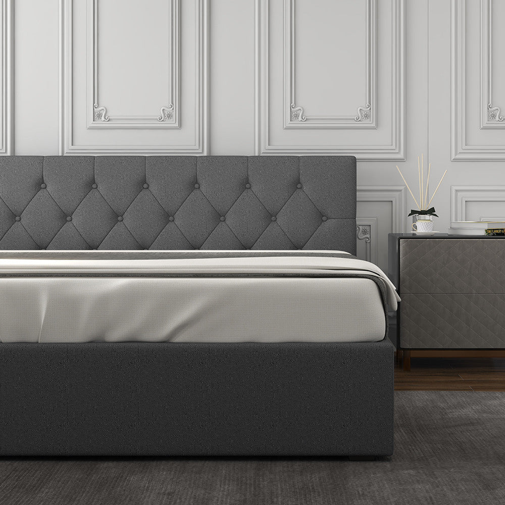 Milano Capri Luxury Gas Lift Bed With Headboard (Model 3) - Grey No.28 - King-1951134895086637058