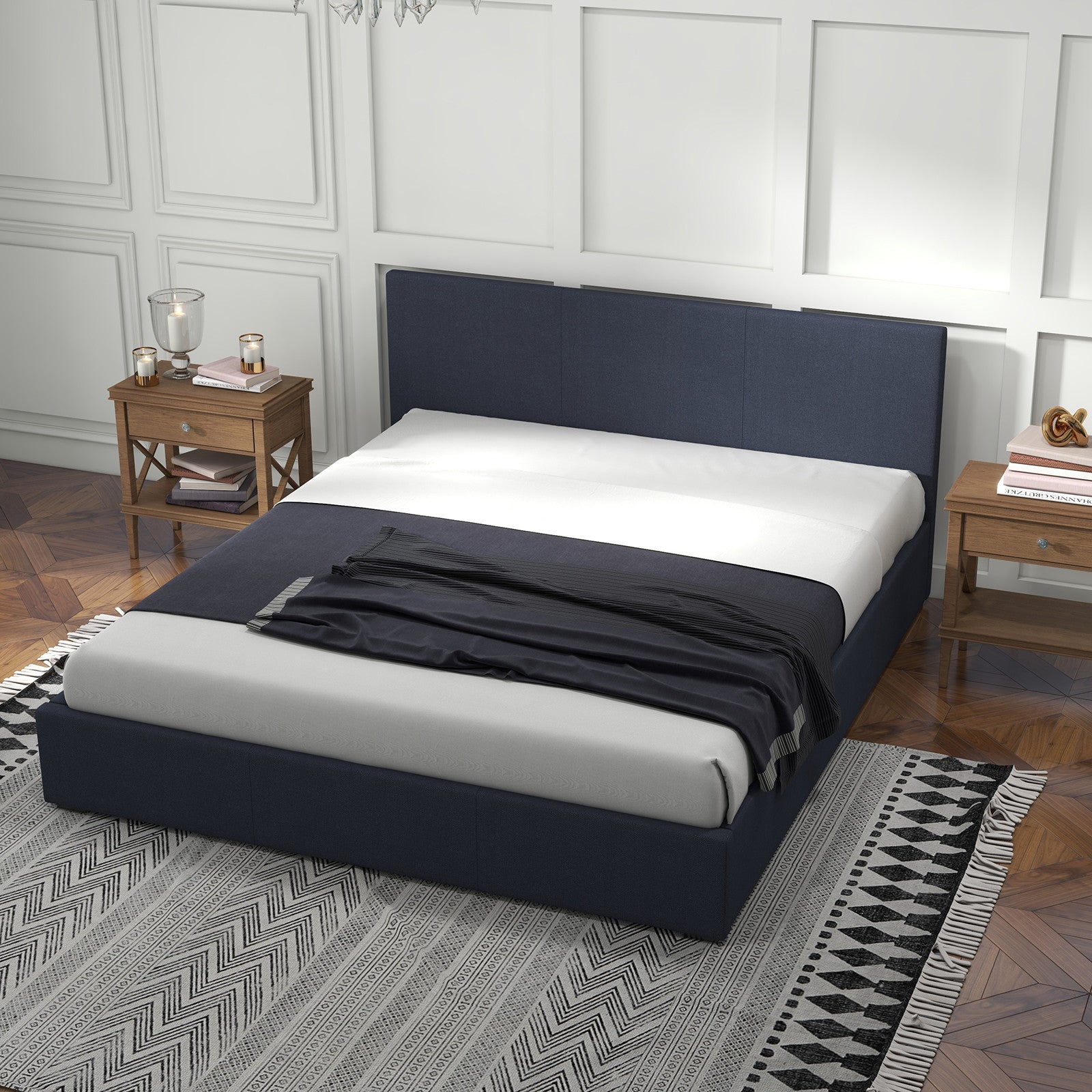 Milano Luxury Gas Lift Bed with Headboard (Model 1) - Charcoal No.35 - Single-1951134896567226374