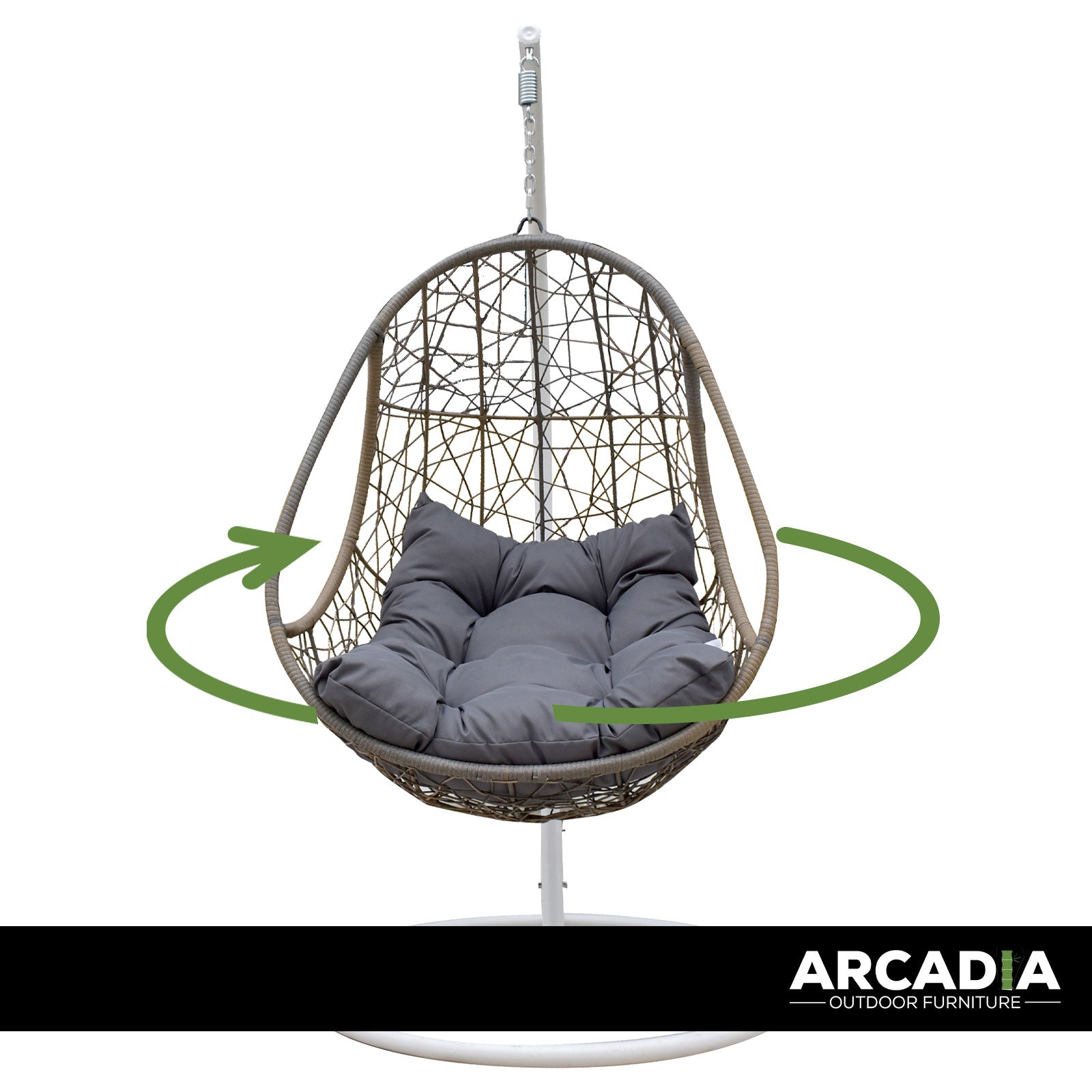 Arcadia Furniture Rocking Egg Chair - Oatmeal and Grey-1951134906692276230