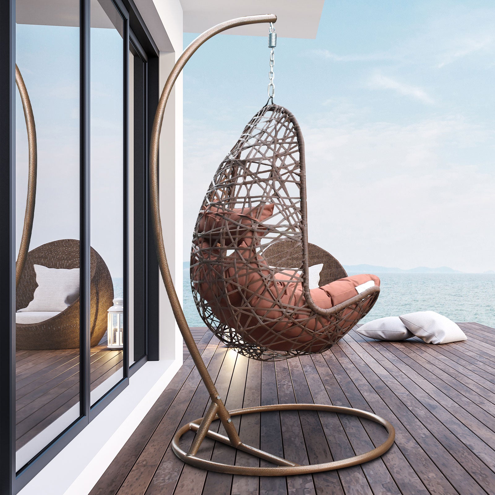 Arcadia Furniture Egg Chair - Brown and Coffee-1951134907065569281