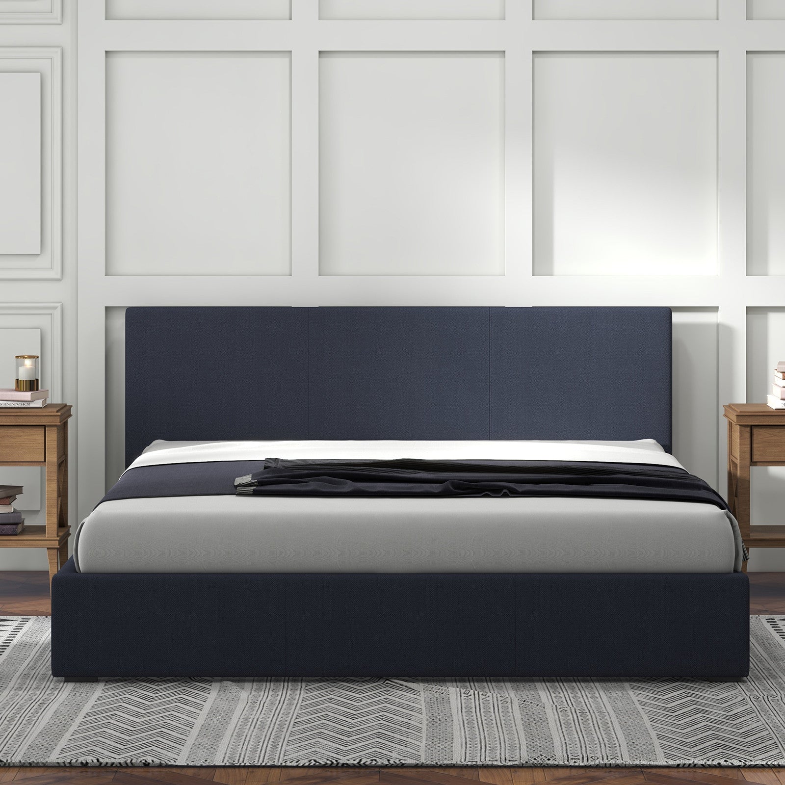 Milano Luxury Gas Lift Bed with Headboard (Model 1) - Charcoal No.35 - Double-1951134898253336581