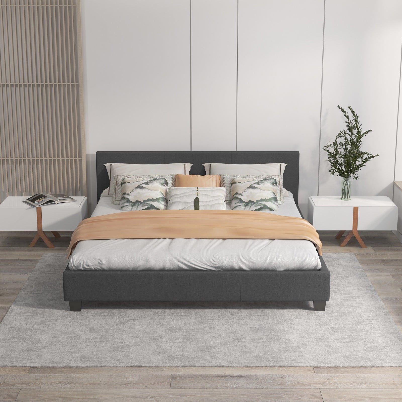 Milano Sienna Luxury Bed with Headboard (Model 2) - Charcoal No.35 - King-1951134900224659458