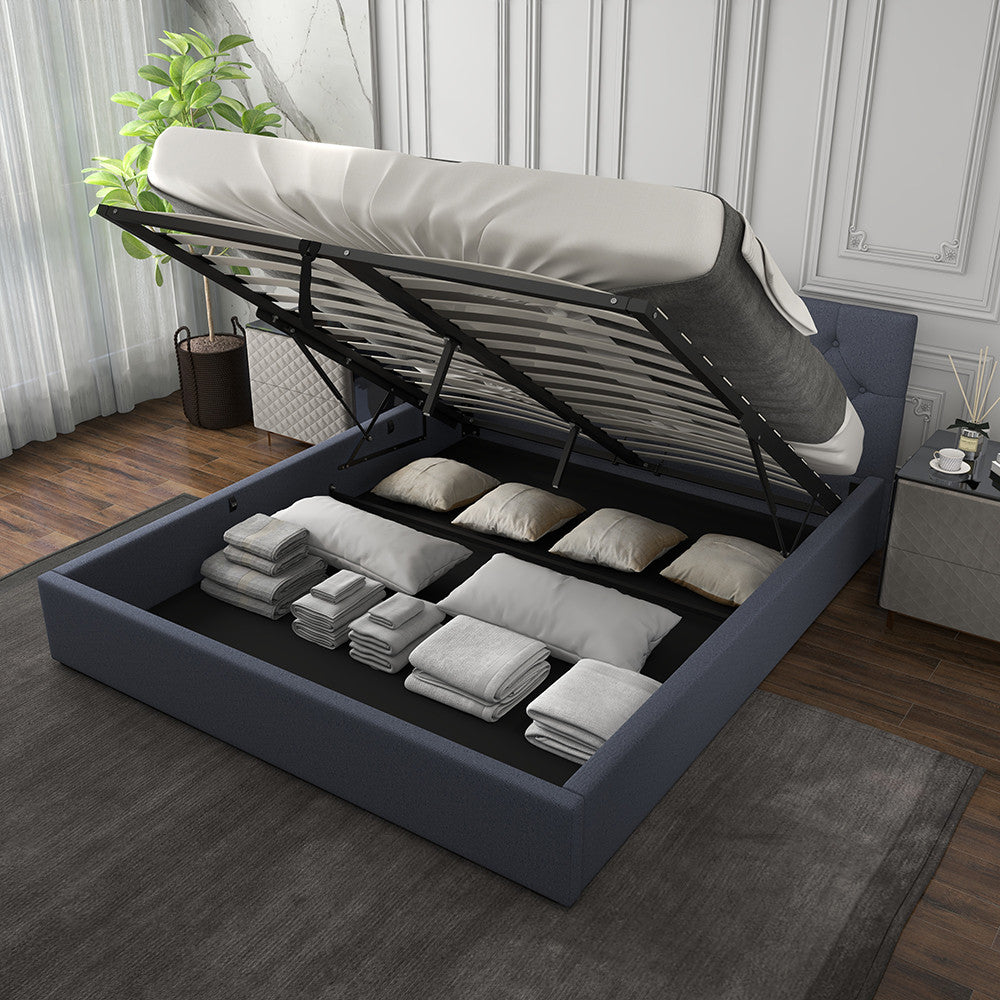 Milano Capri Luxury Gas Lift Bed With Headboard (Model 3) - Charcoal No.35 - Double-1951134900795084807