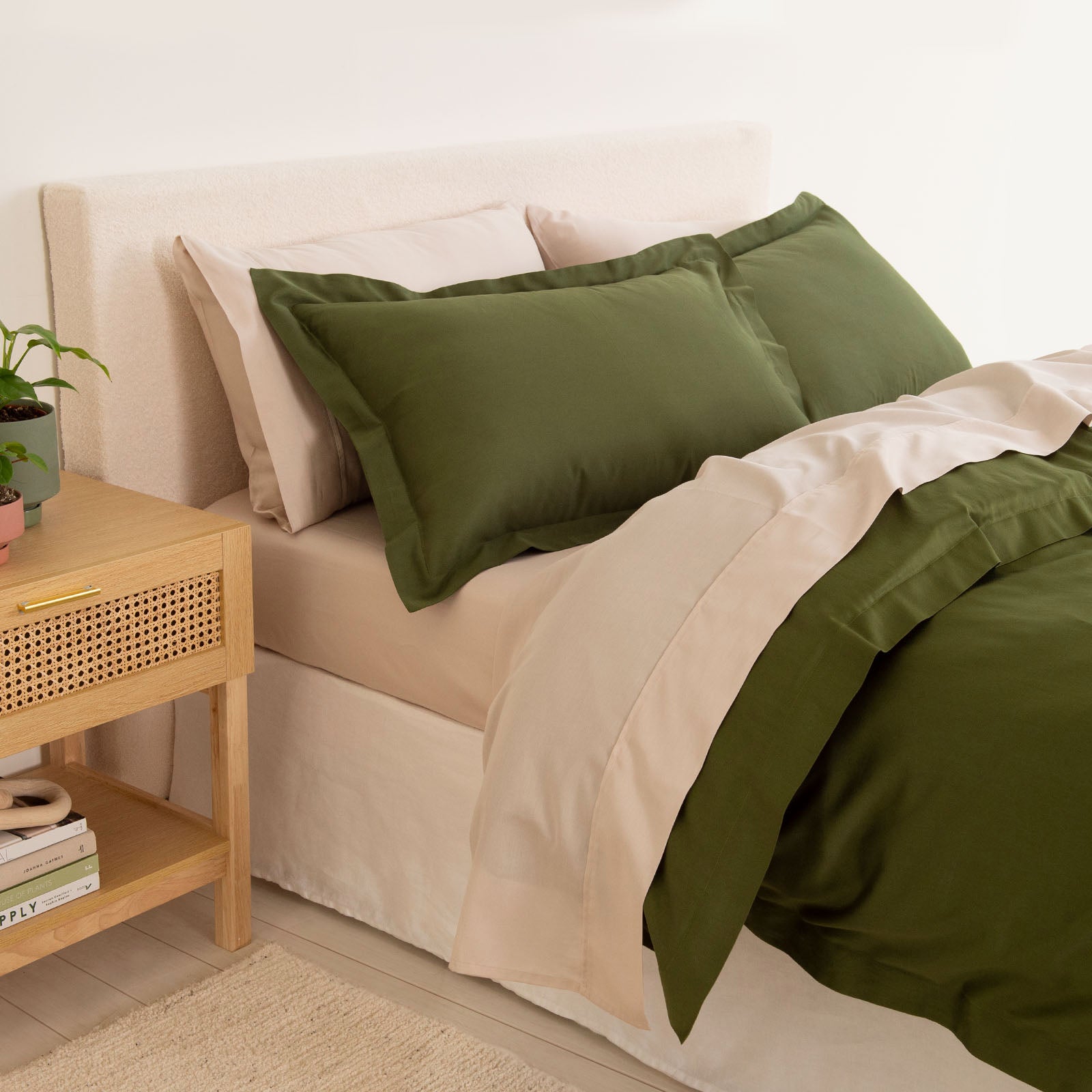 Royal Comfort - Balmain 1000TC Bamboo cotton Quilt Cover Sets (Queen) - Olive-1951134829466750977