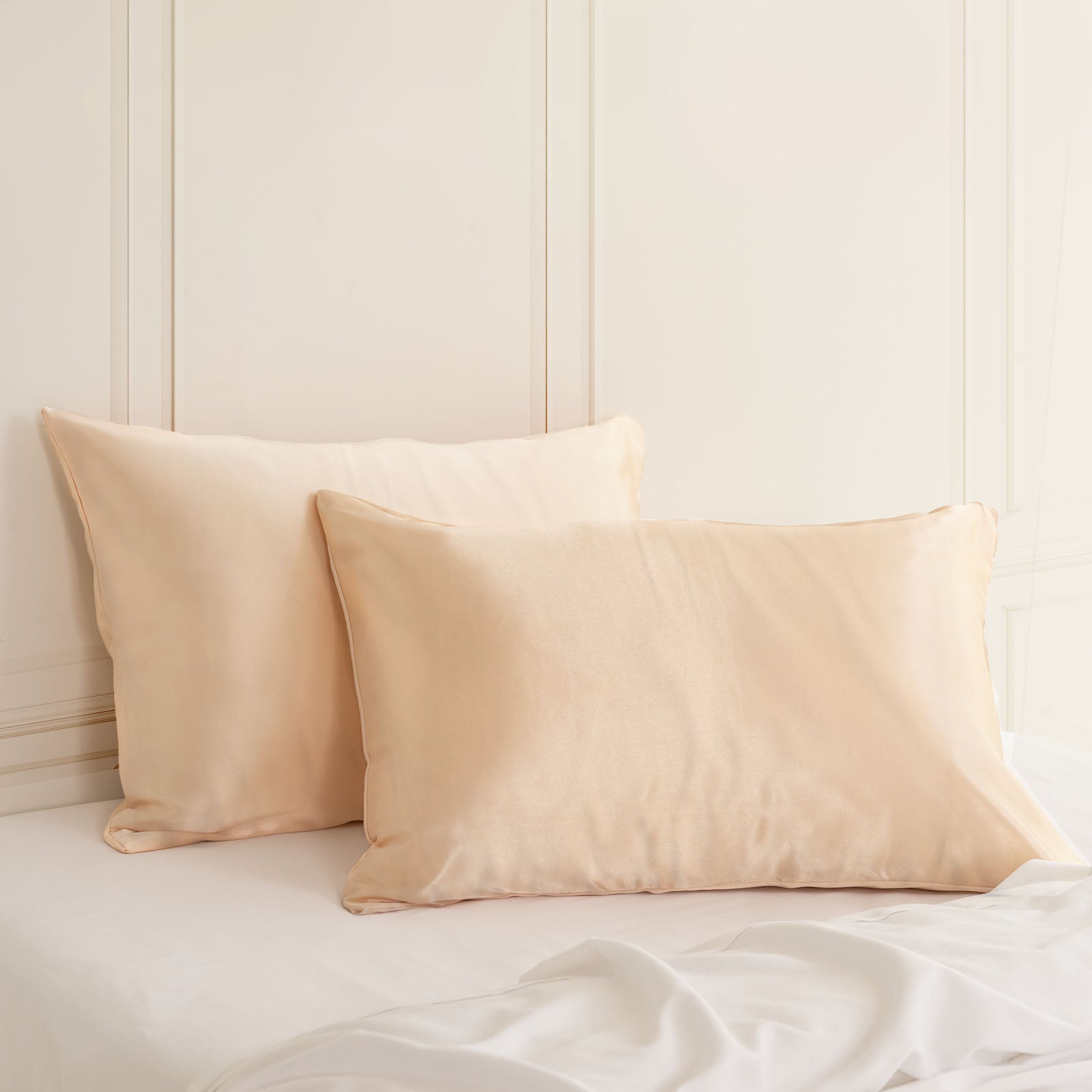 SILK PILLOW CASE TWIN PACK - SIZE: 51X76CM - Champagne Pink-1951134814719578112