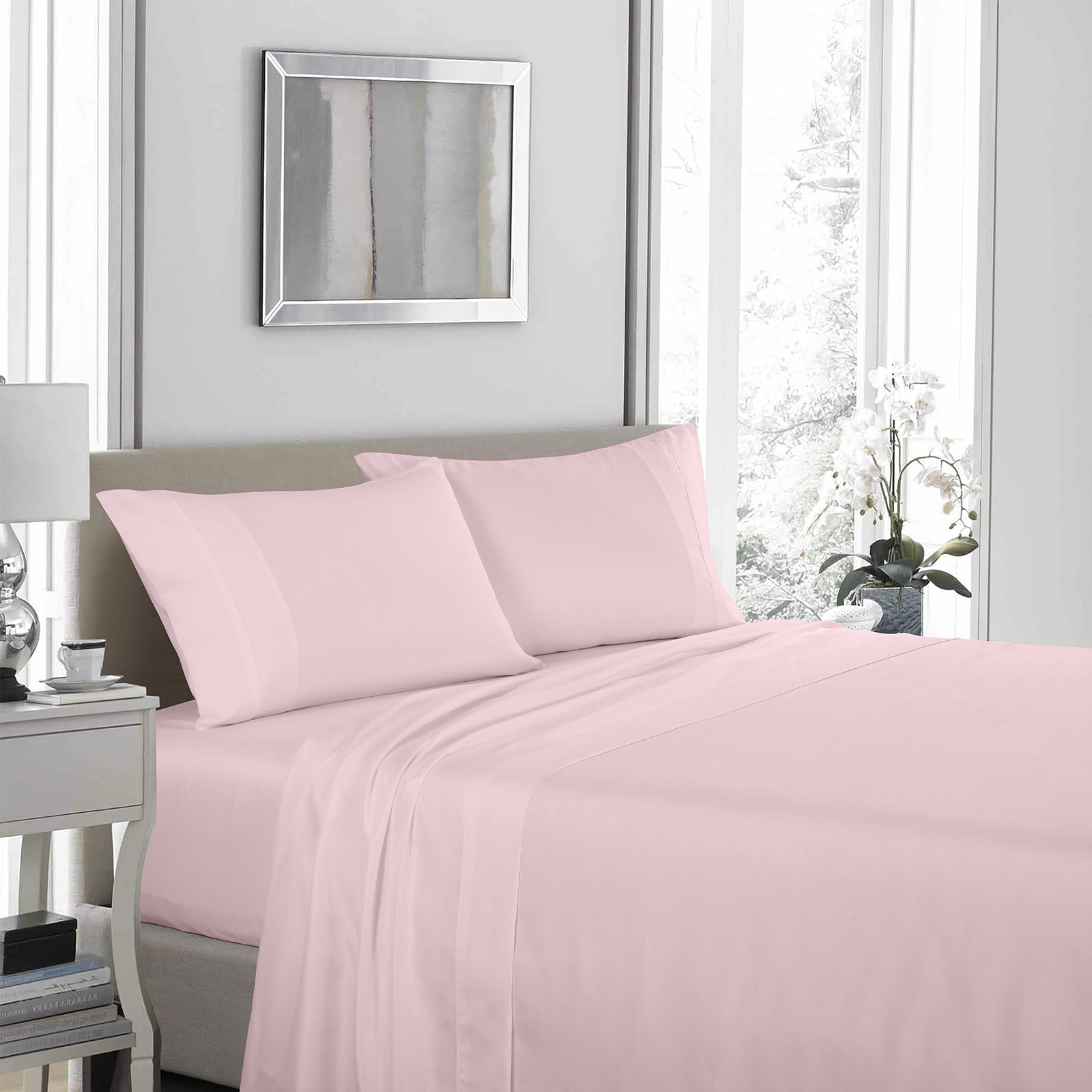 Royal Comfort - 1200TC Ultrasoft 4 Pc Sheet Set - Double - Soft Pink-1951134880452710401