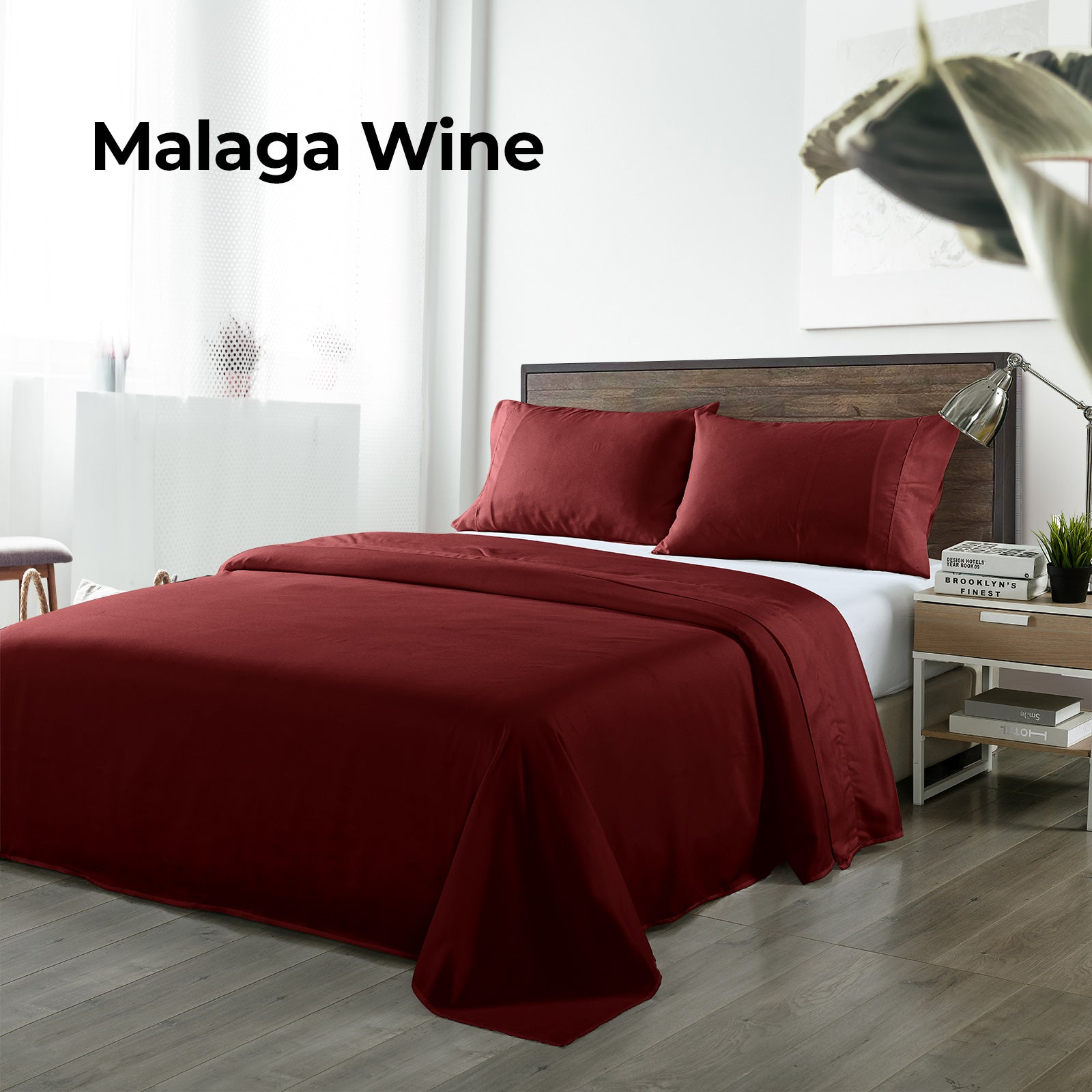 Royal Comfort Blended Bamboo Sheet Set Malaga Wine - Queen-1951134881874579460