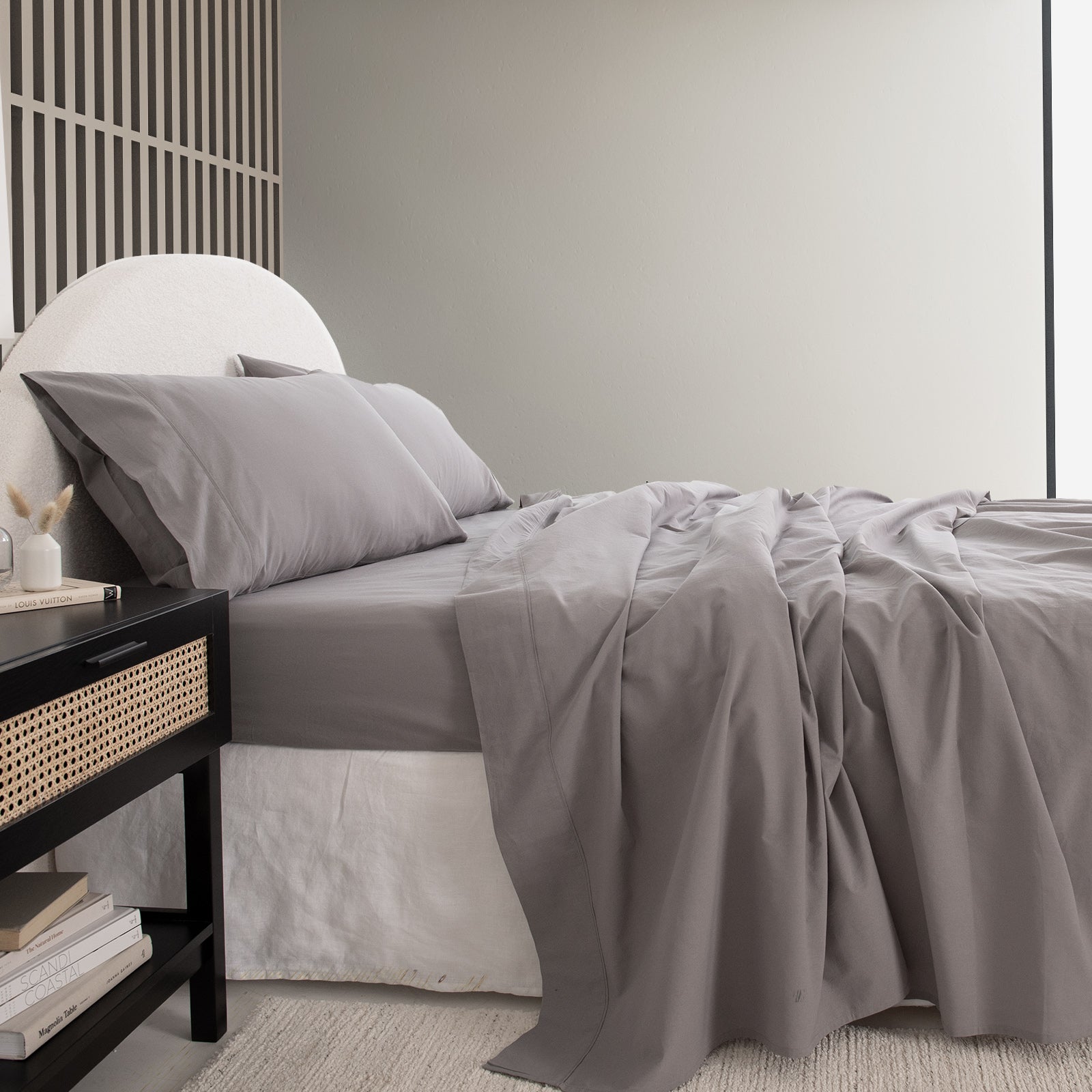 Royal Comfort Vintage Washed 100 % Cotton Sheet Set Single - Grey-1951134887218122754