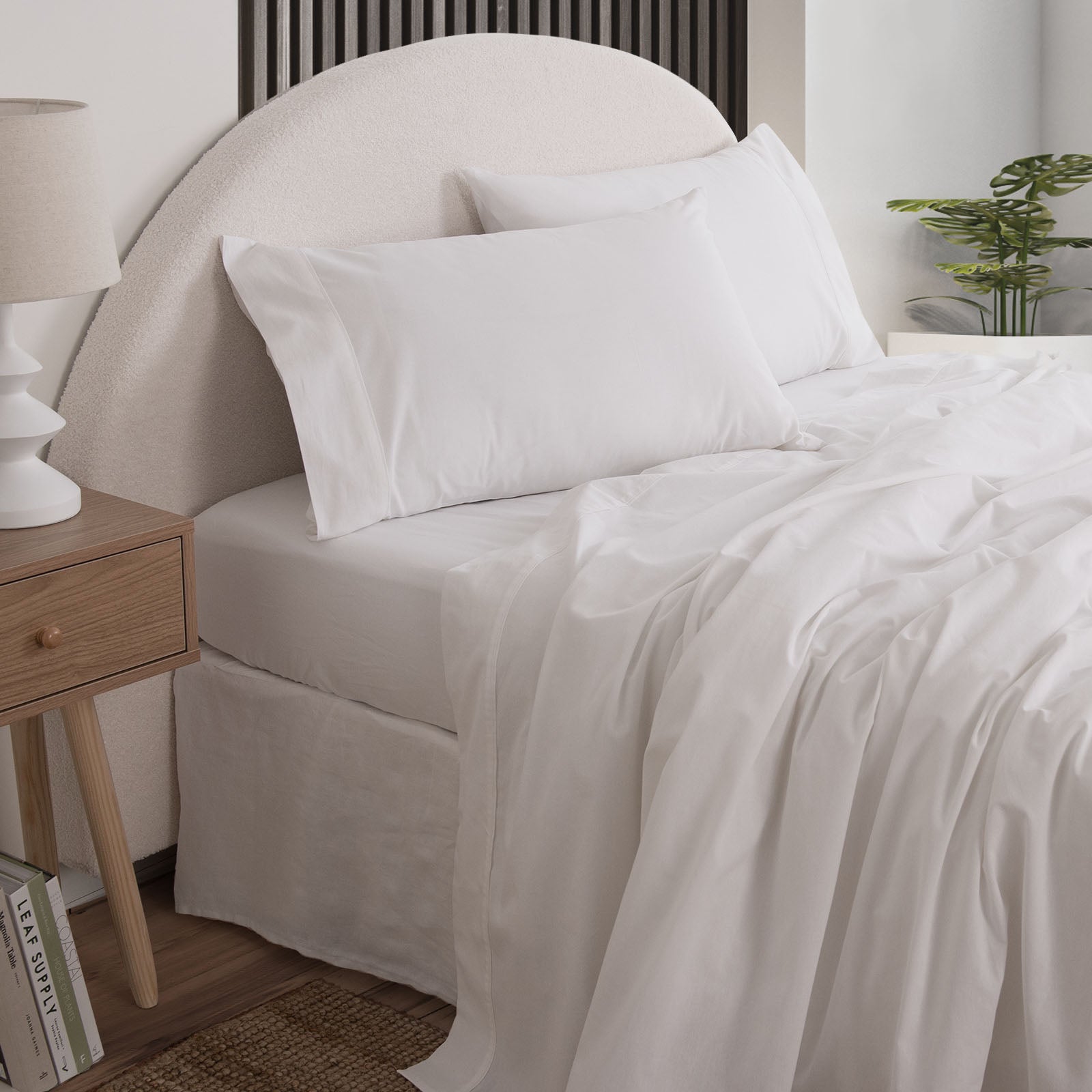 Royal Comfort Vintage Washed 100 % Cotton Sheet Set Double - White-1951134887620775936