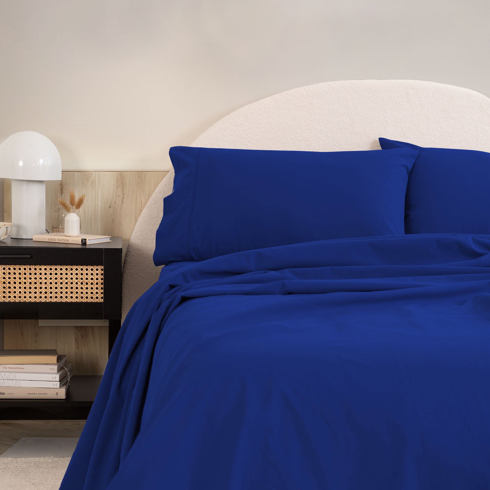 Royal Comfort Vintage Washed 100% Cotton Sheet Set King - Royal Blue-1951134889839562753