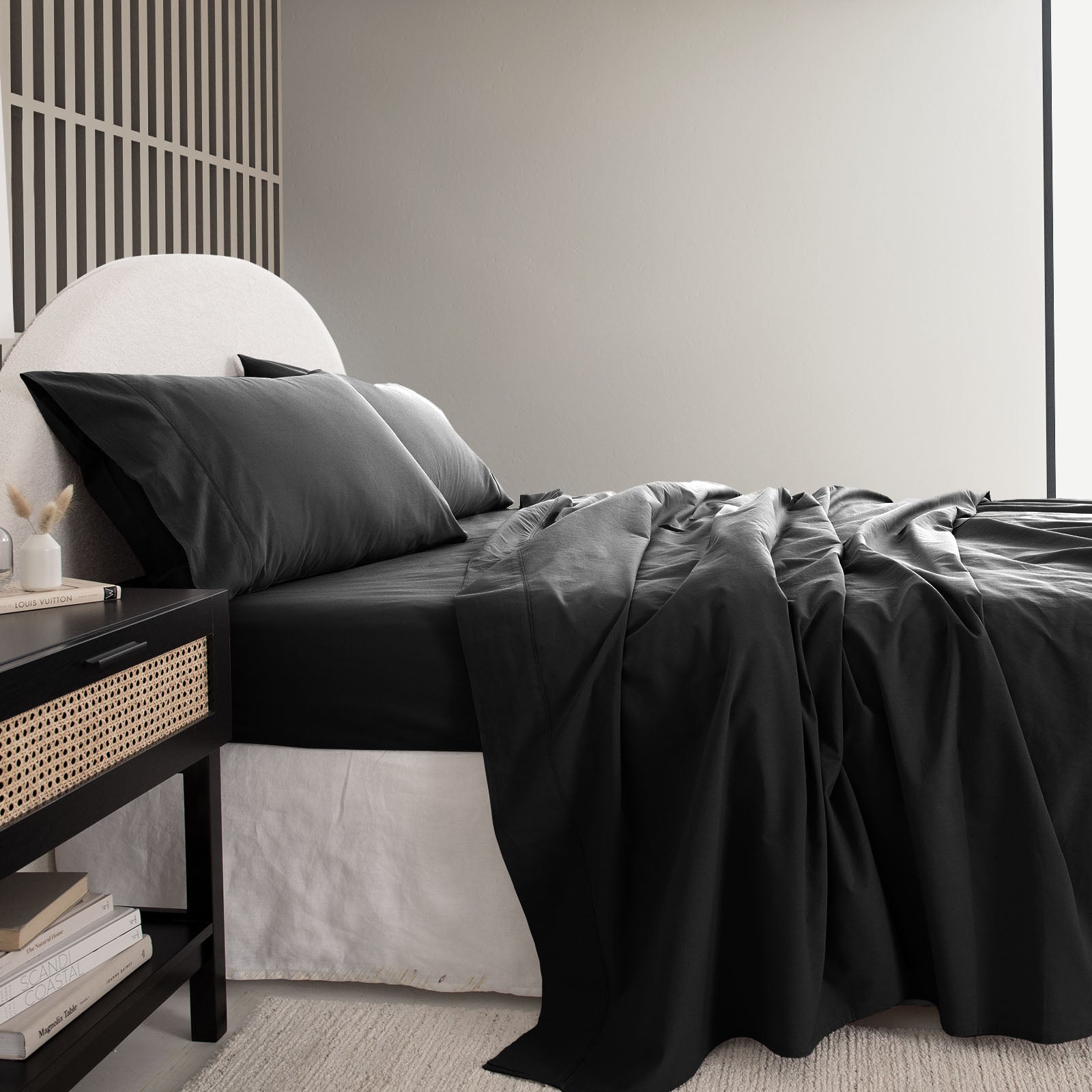 Royal Comfort Vintage Washed 100% Cotton Sheet Set King - Charcoal-1951134890019917826