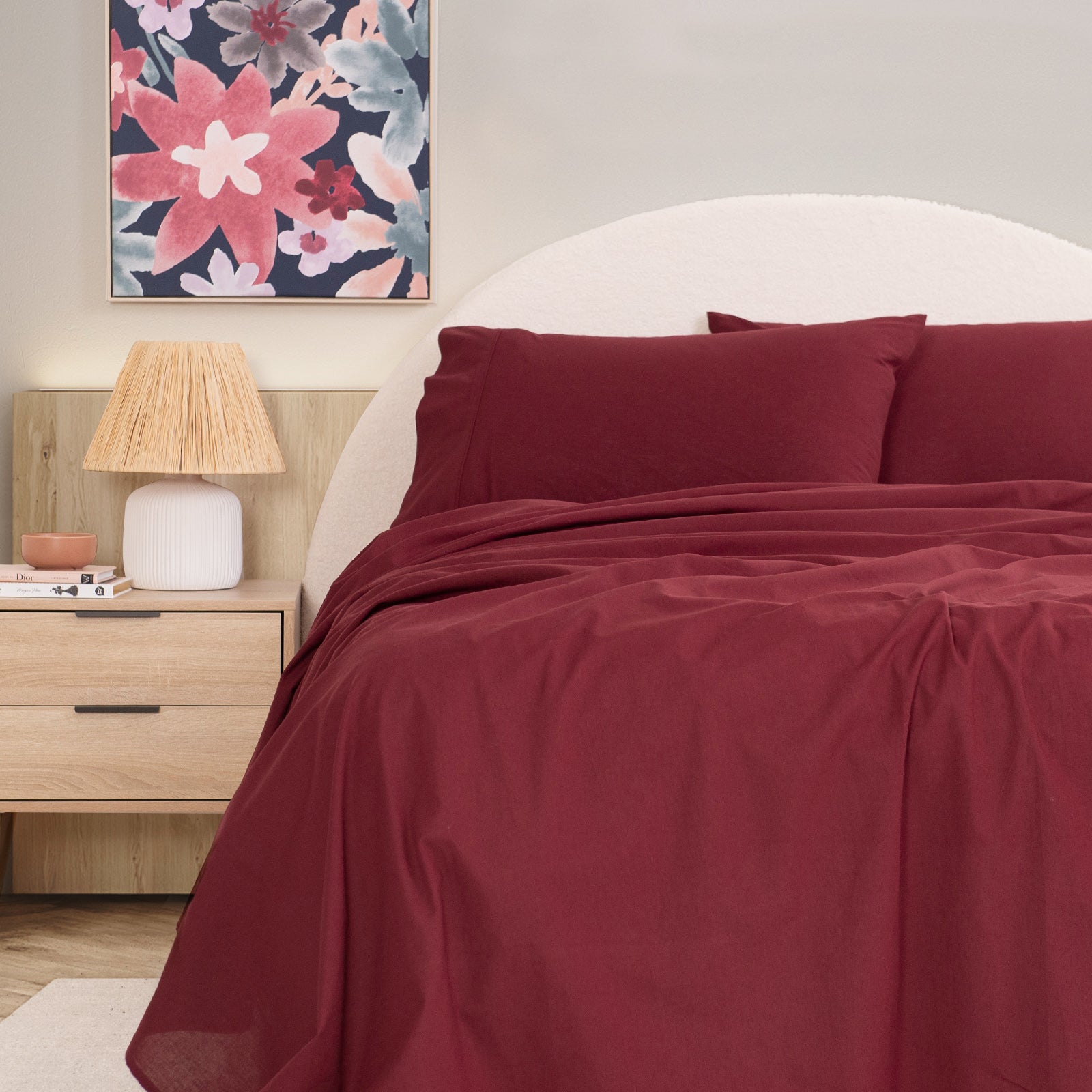 Royal Comfort Vintage Washed 100% Cotton Sheet Set King- Mulled Wine-1951134890414182401