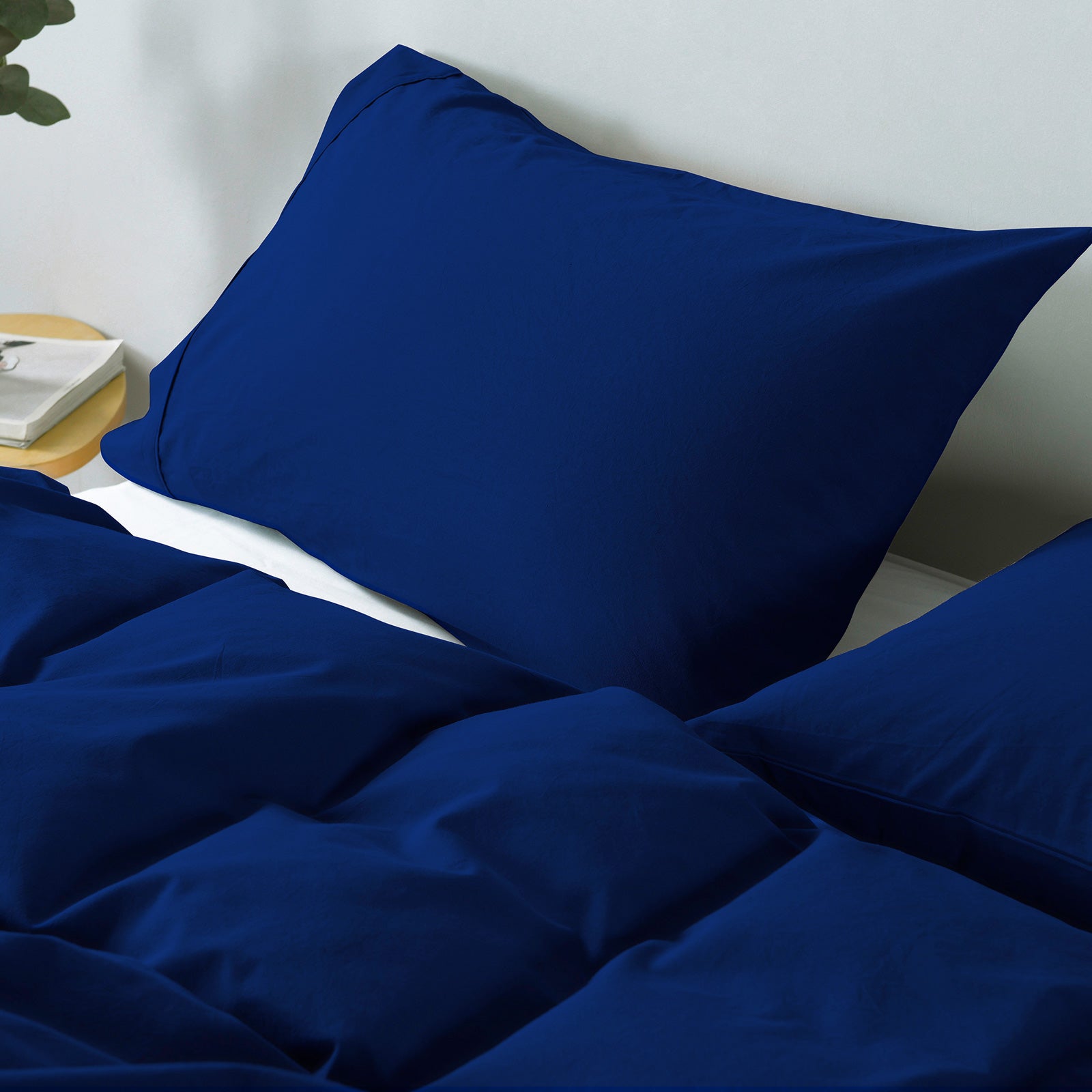 Royal Comfort Vintage Washed 100 % Cotton Quilt Cover Set King - Royal Blue-1951134834197925892