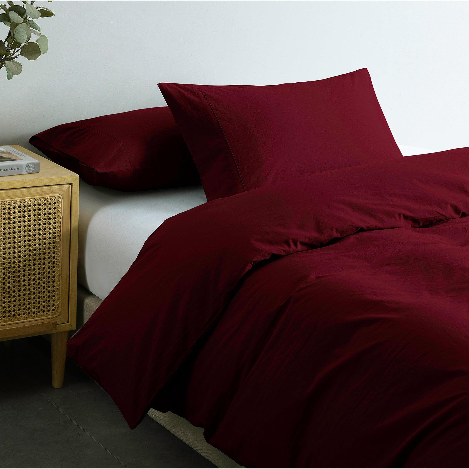 Royal Comfort Vintage Washed 100 % Cotton Quilt Cover Set King - Mulled Wine-1951134834386669571