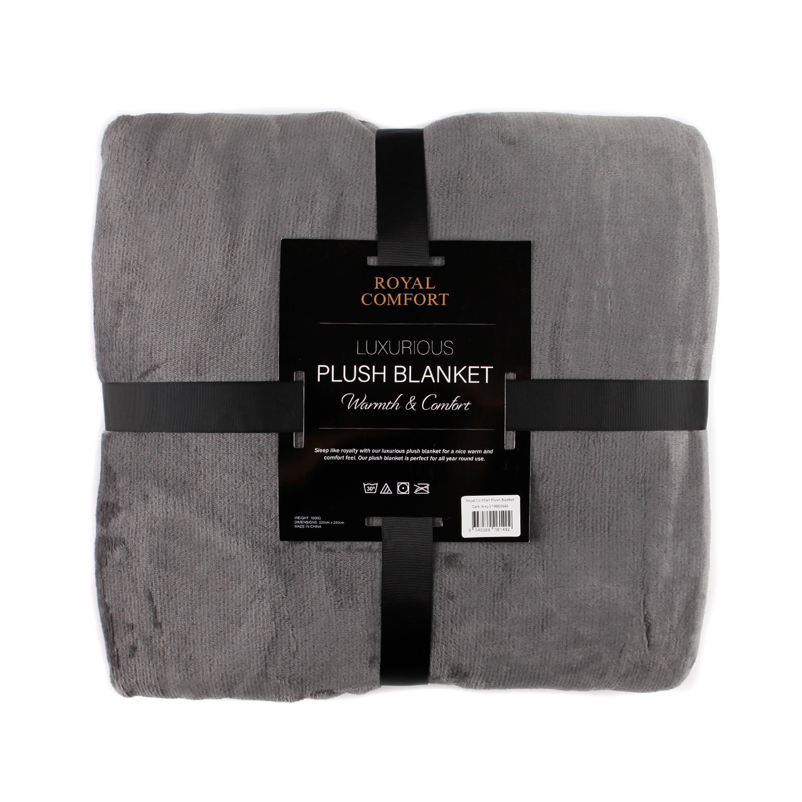 Royal Comfort Plush Dark Grey Blanket-1951134809782882306
