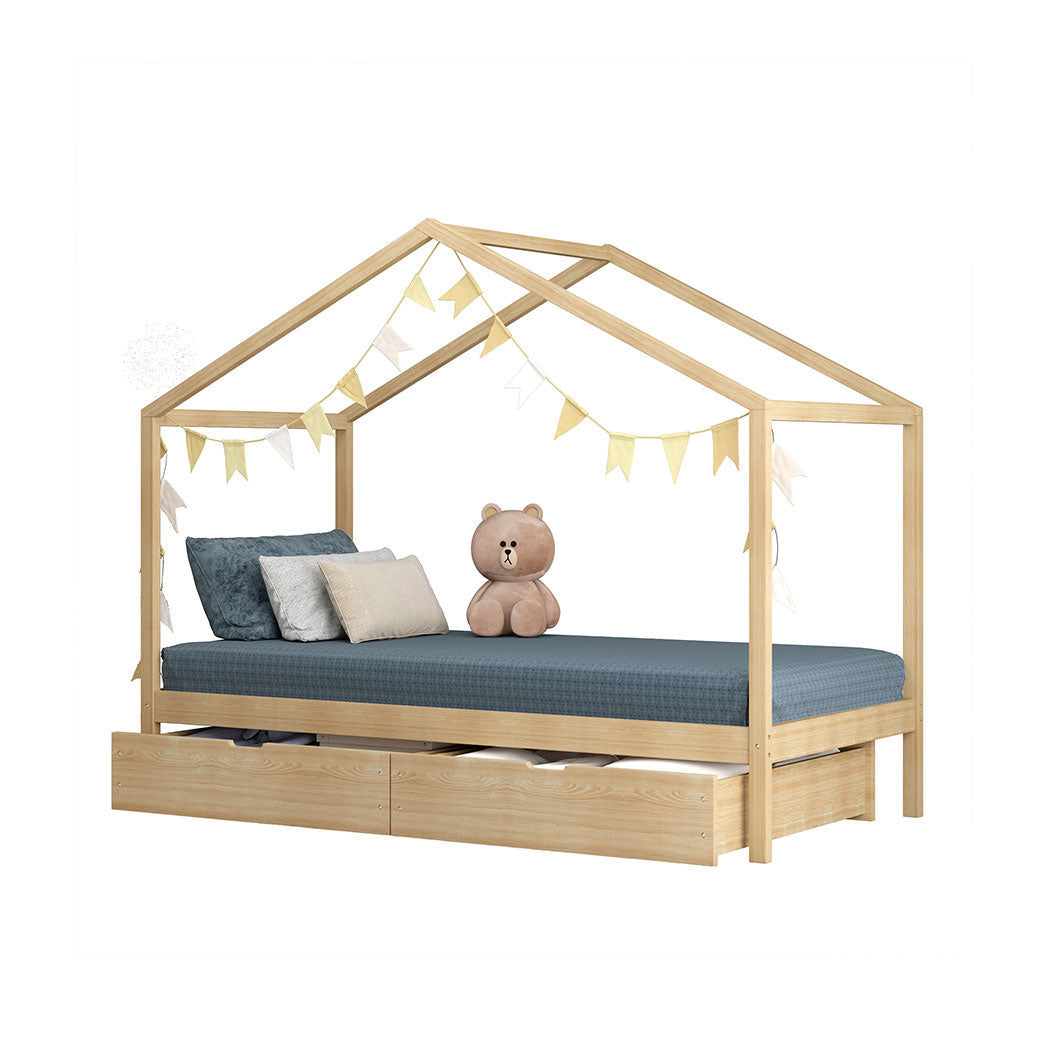 Levede Bed Frame Wooden Single Timber Natural-1919892911835713536