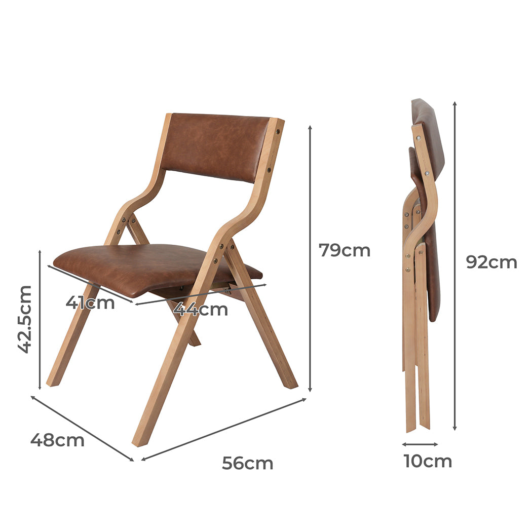 Levede 6x Dining Chairs Foldable PU Tan-1973193563021905922