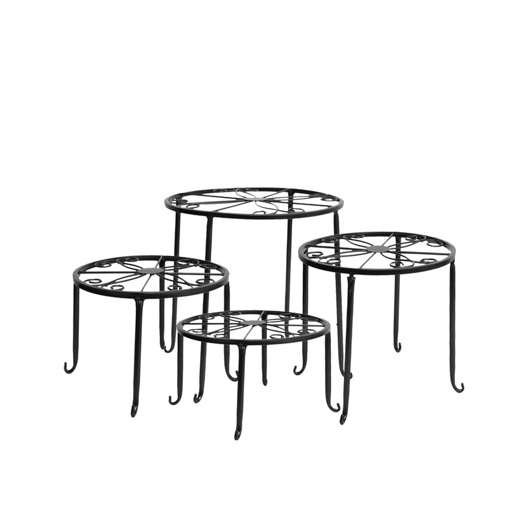 4 x Levede Metal Plant Stand Outdoor Black-1954802661220028416