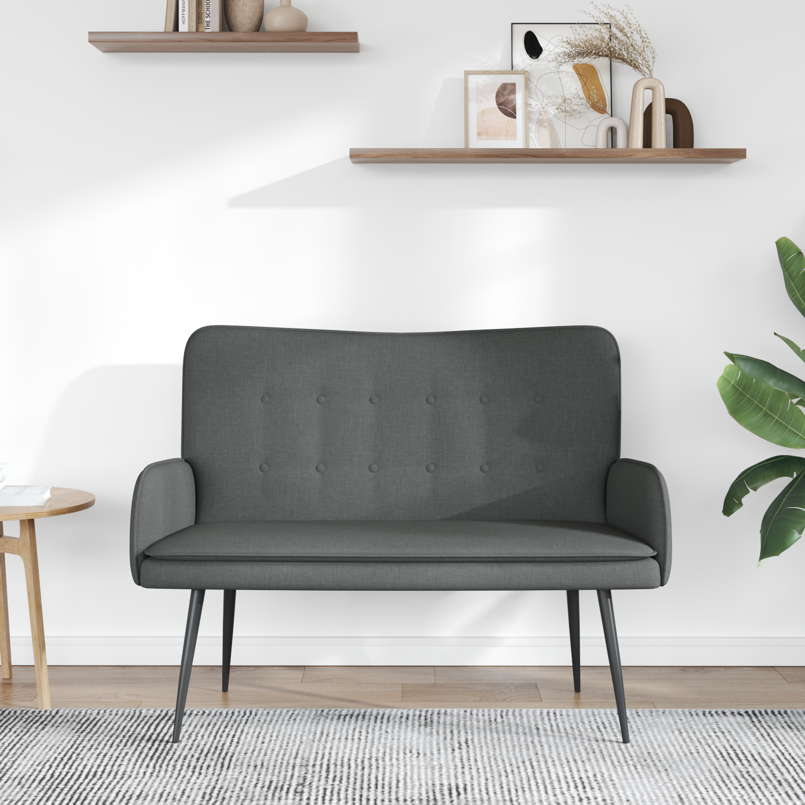 2-Seater Sofa Dark Grey 115 x 61 x 87 cm Fabric