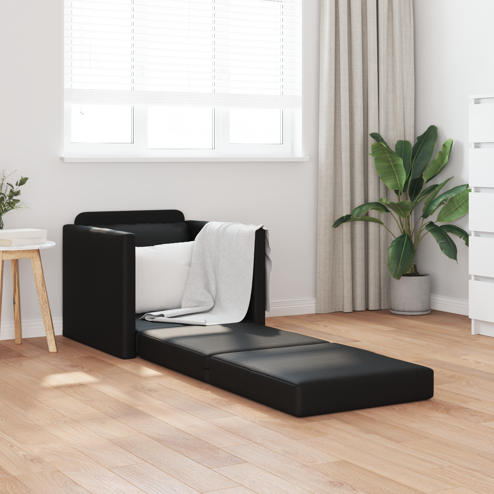 Sofa Bed 60cm Black Artificial Leather