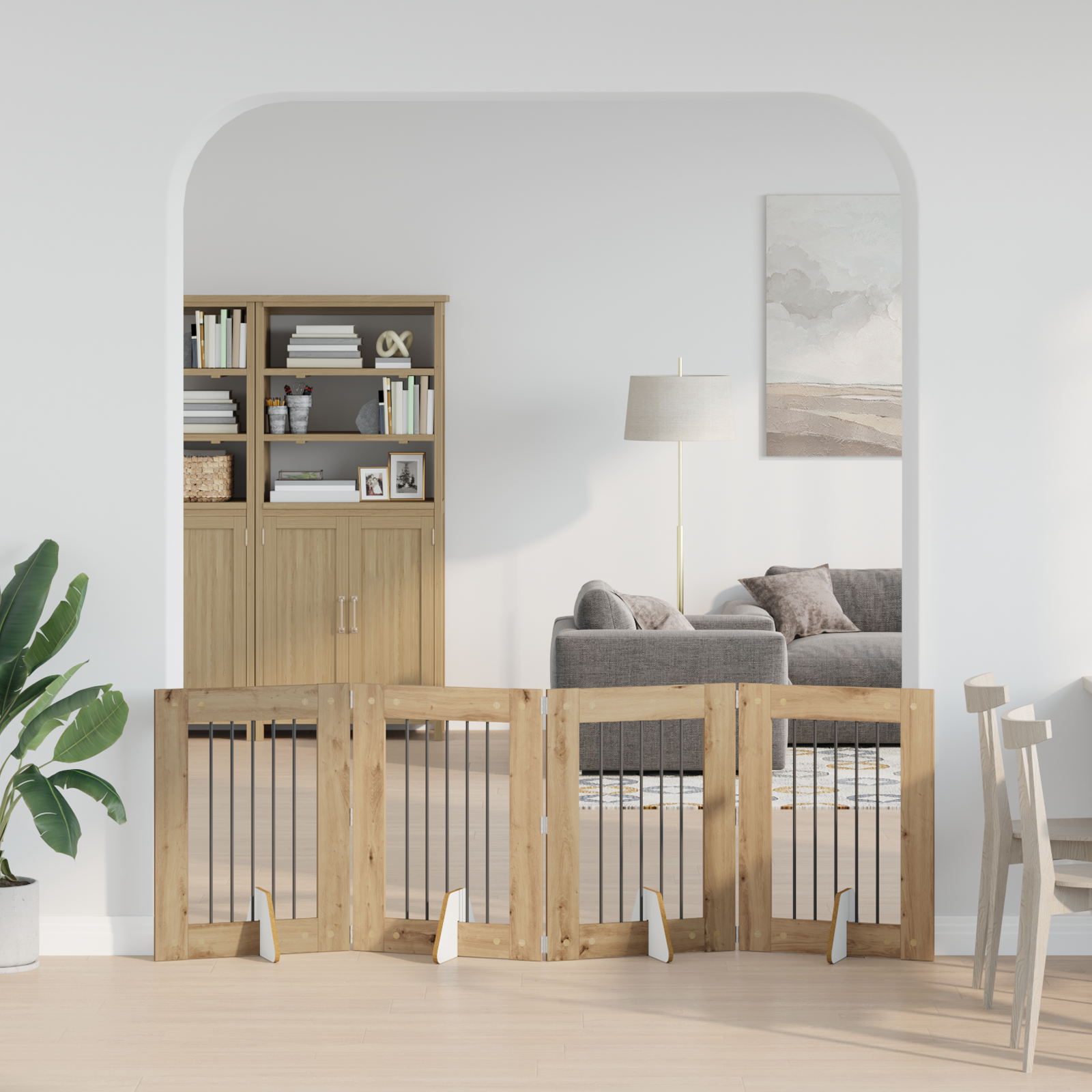Foldable Dog Gate with Stands 4 pcs Artisan Oak 241 cm