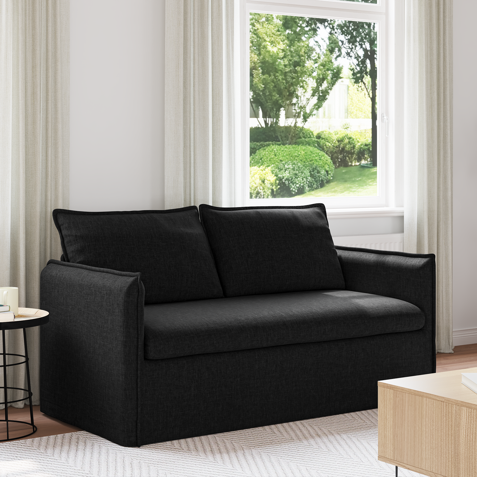 Sofa Black 156 x 82 x 85 cm Fabric