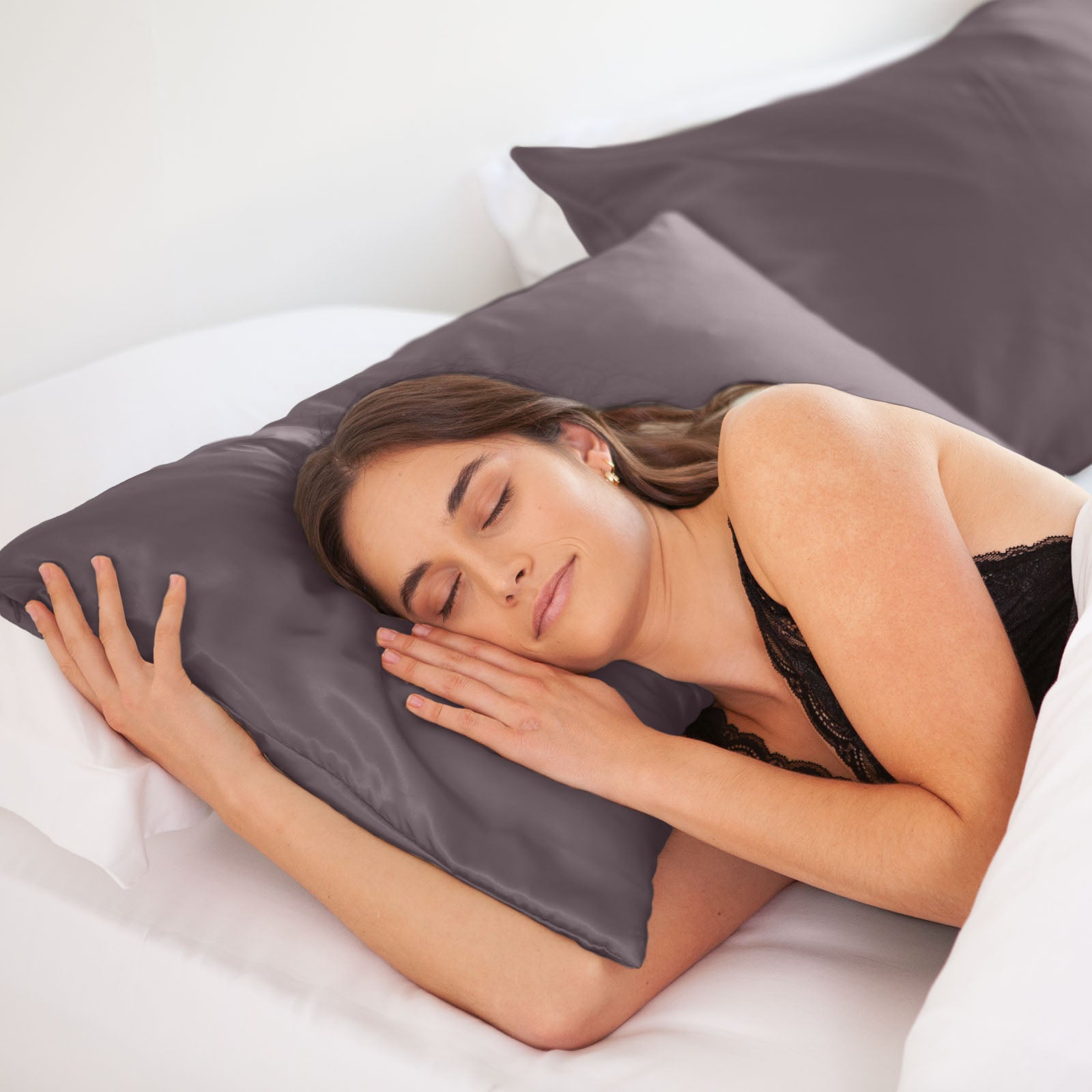 MULBERRY SILK PILLOW CASE TWIN PACK - SIZE: 51X76CM - CHARCOAL-1951134812672757762