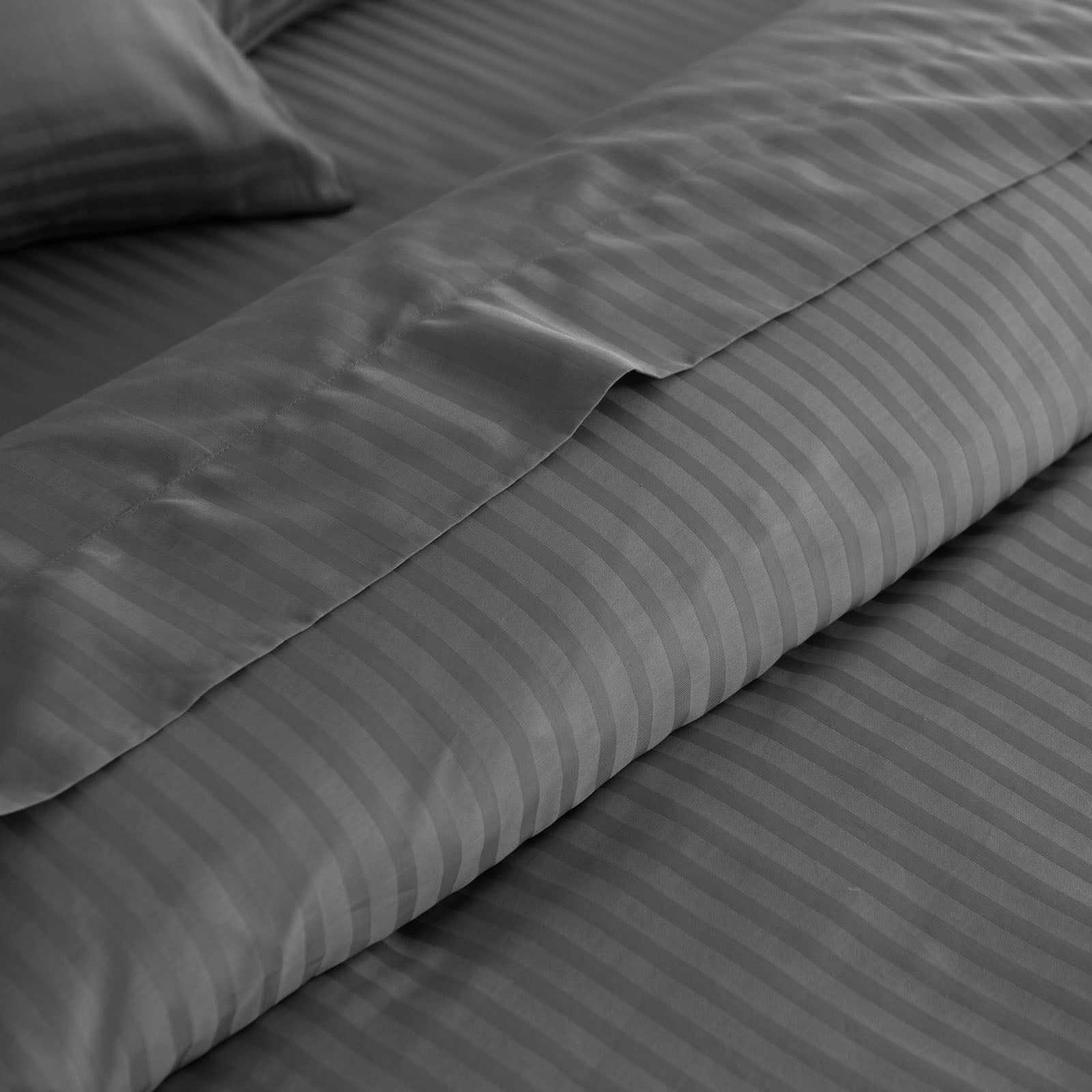 KENSINGTON 1200TC COTTON SHEET SET IN STRIPE-QUEEN - CHARCOAL-1951134850815758338