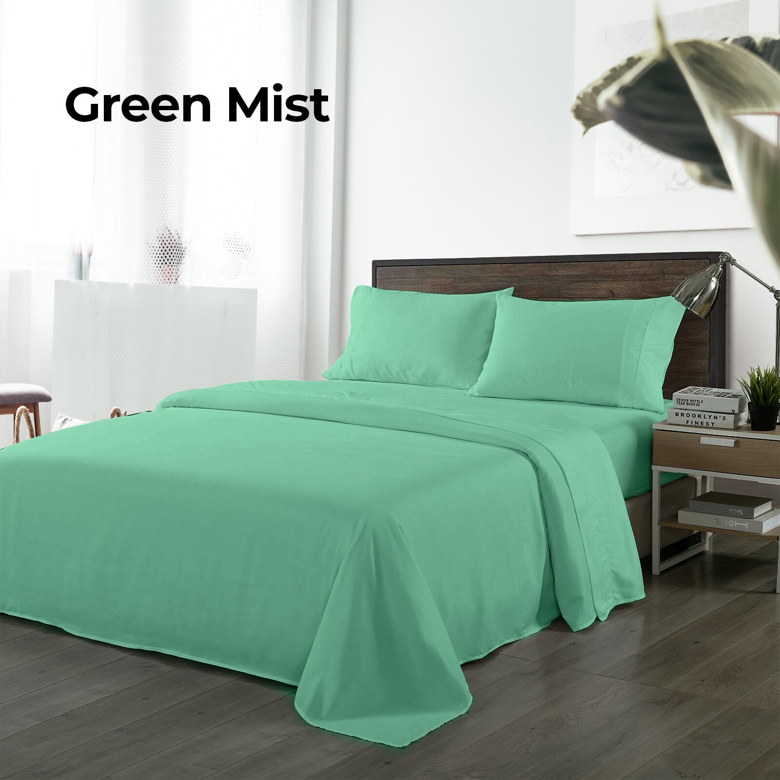 Royal Comfort Bamboo Blended Sheet Set Green Mist - Queen-1951134852120186884