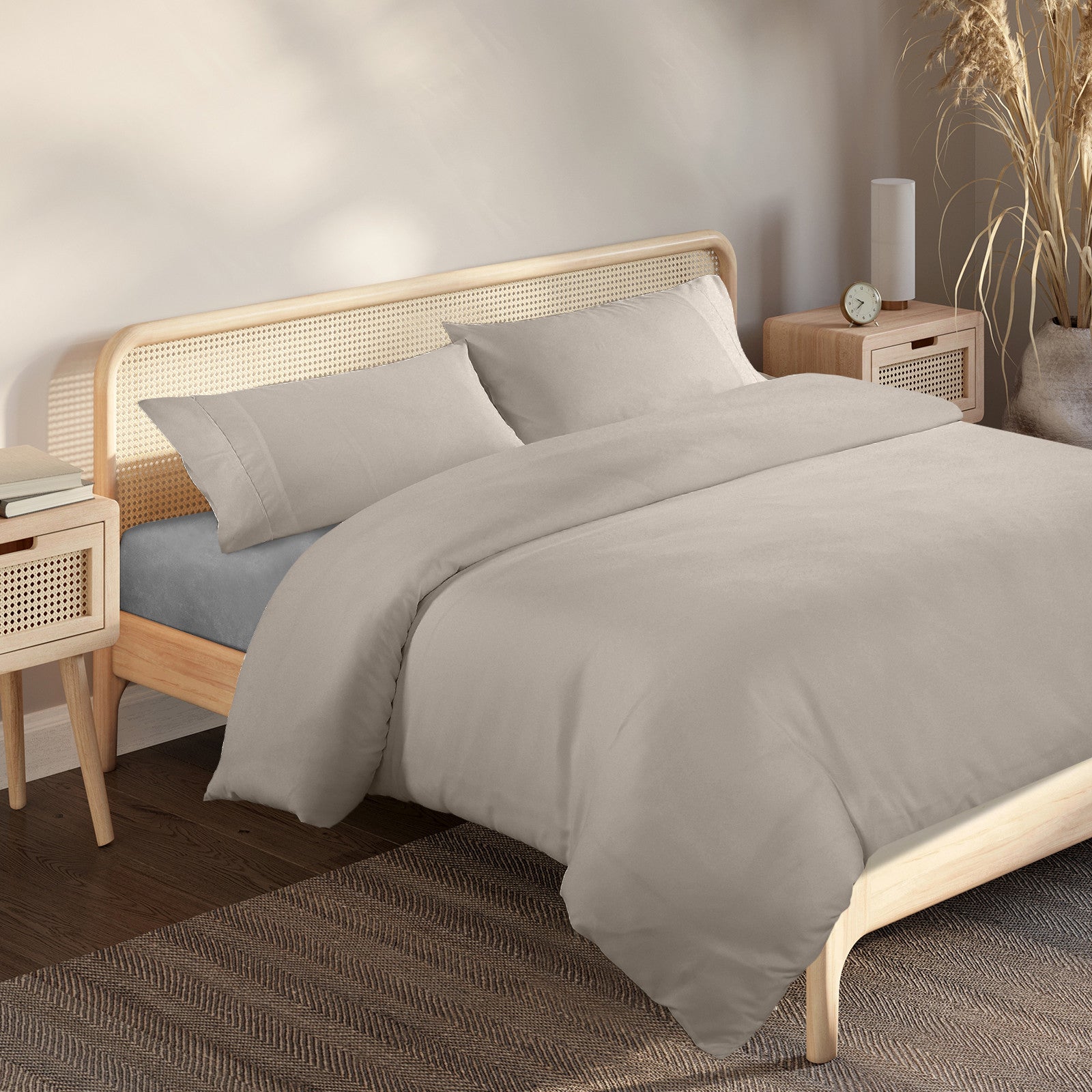 Royal Comfort Blended Bamboo Quilt Cover Sets -Warm Grey-King-1951134820591603712