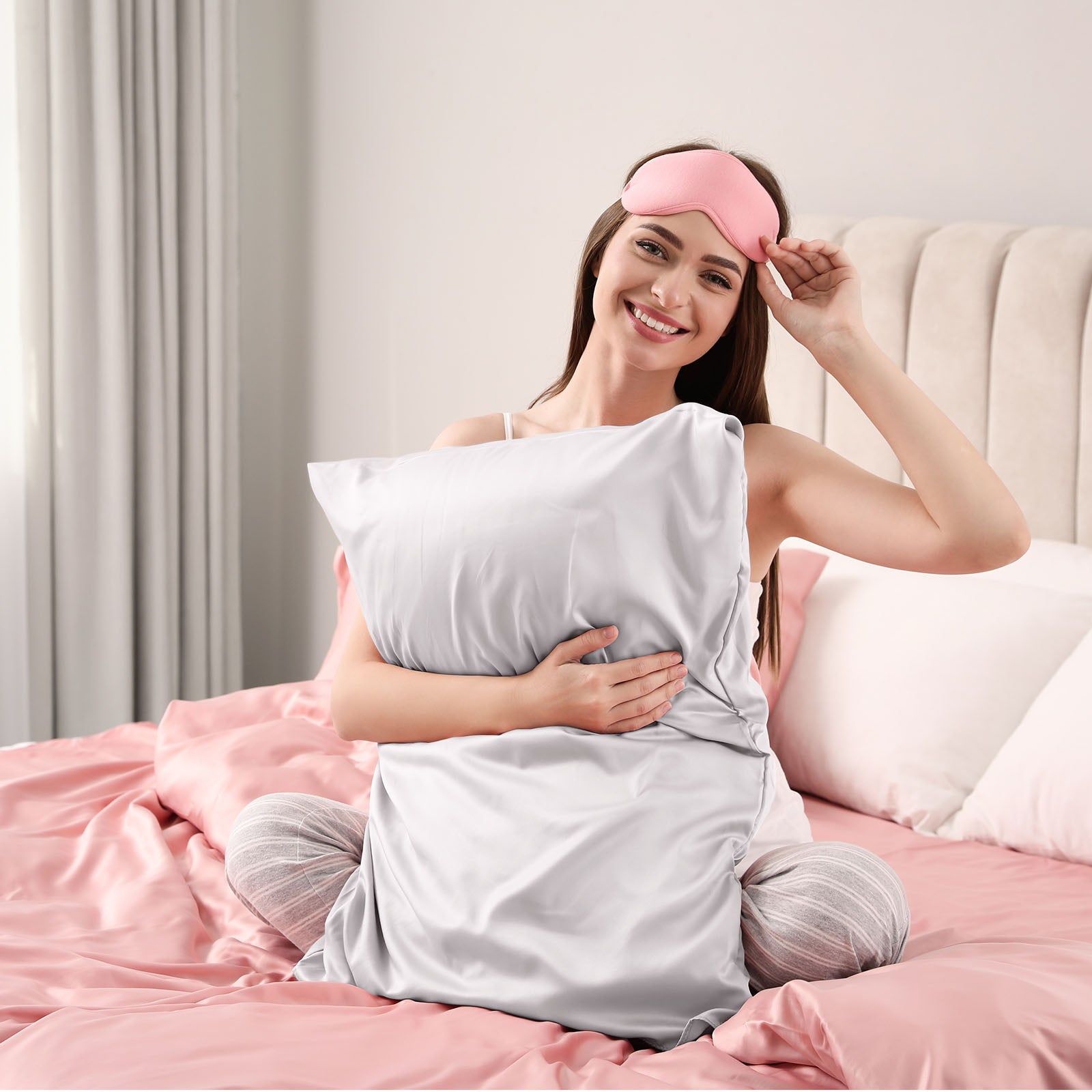 Pure Silk Pillow Case by Royal Comfort-Silver-1951134813960409092