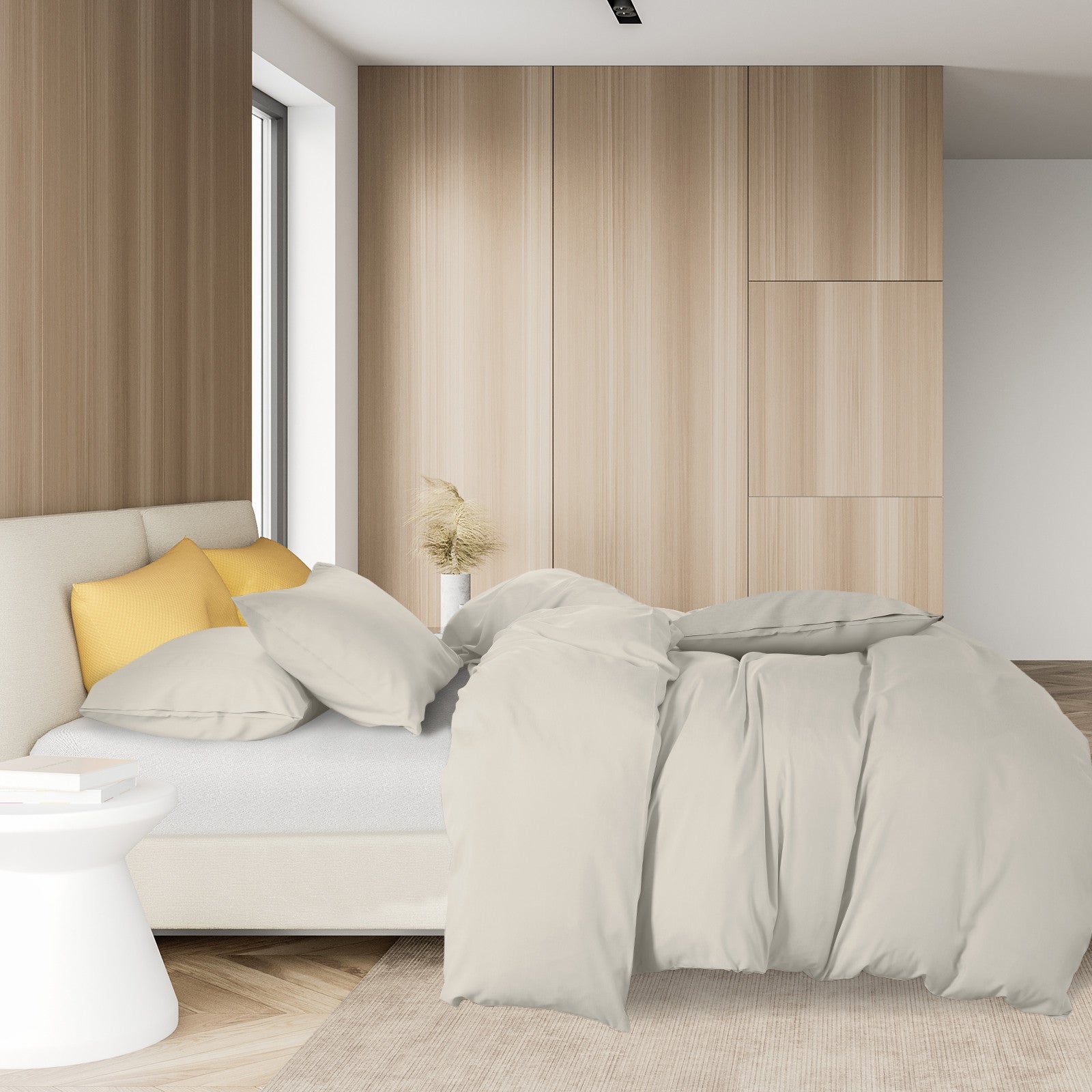 Royal Comfort 1000TC Cotton Blend Quilt Cover Sets Queen - Pebble-1951134821707288578